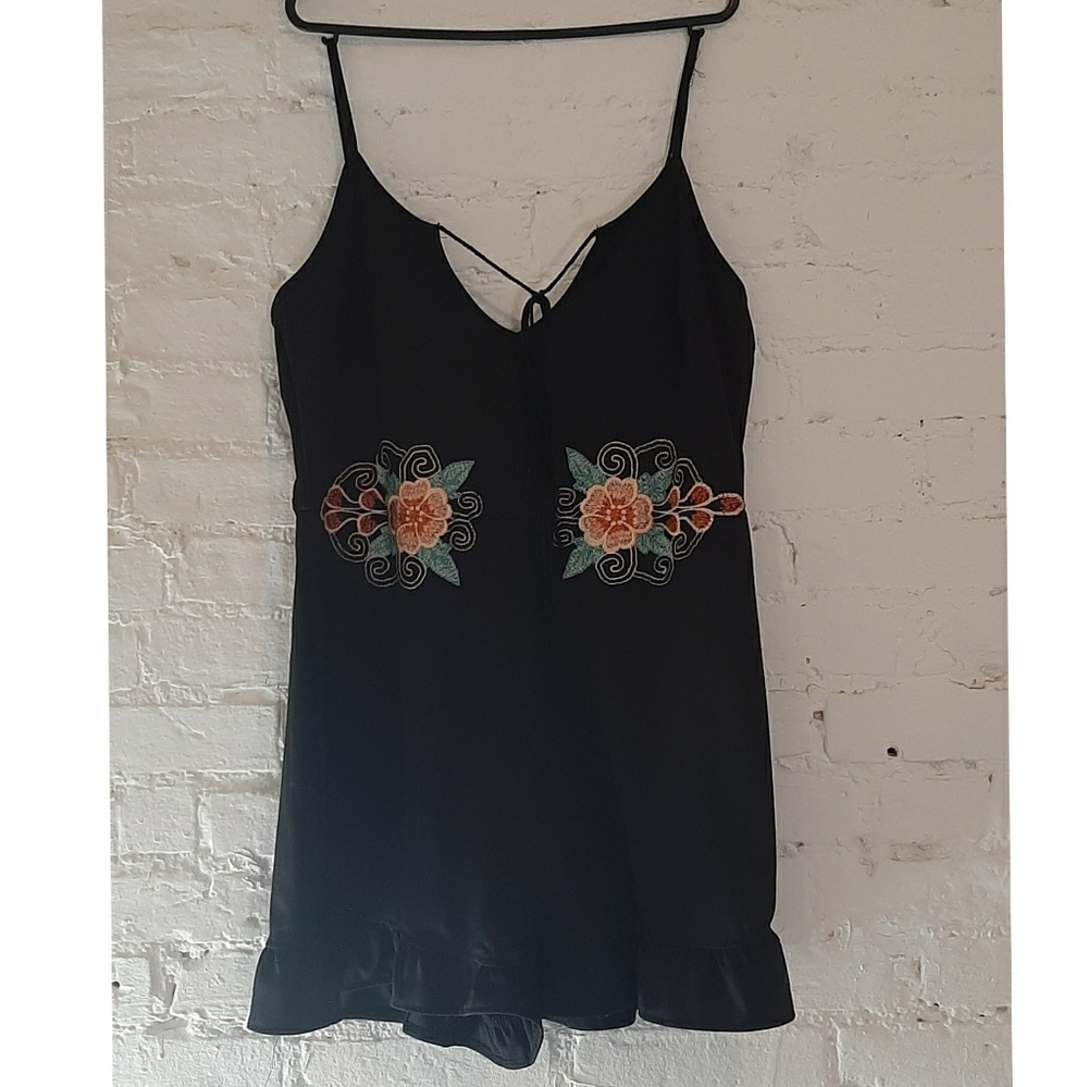 NWOT Elegant Black Synched Romper